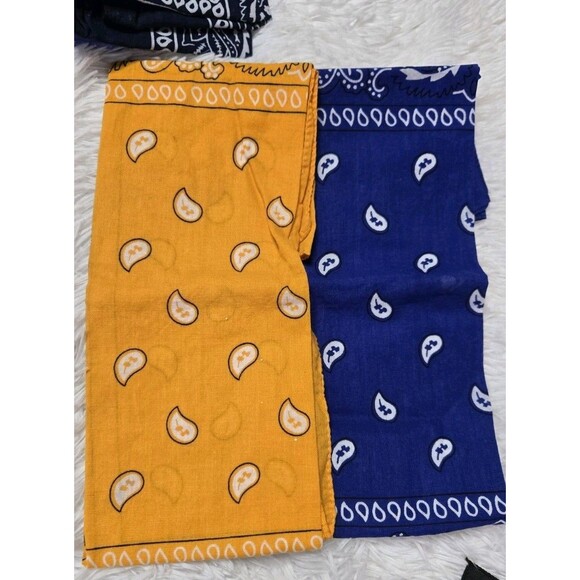 Paisley Print Scarf Bandanas Cotton Multi Colors 20x20 Bundle Of 9 - Picture 5 of 6